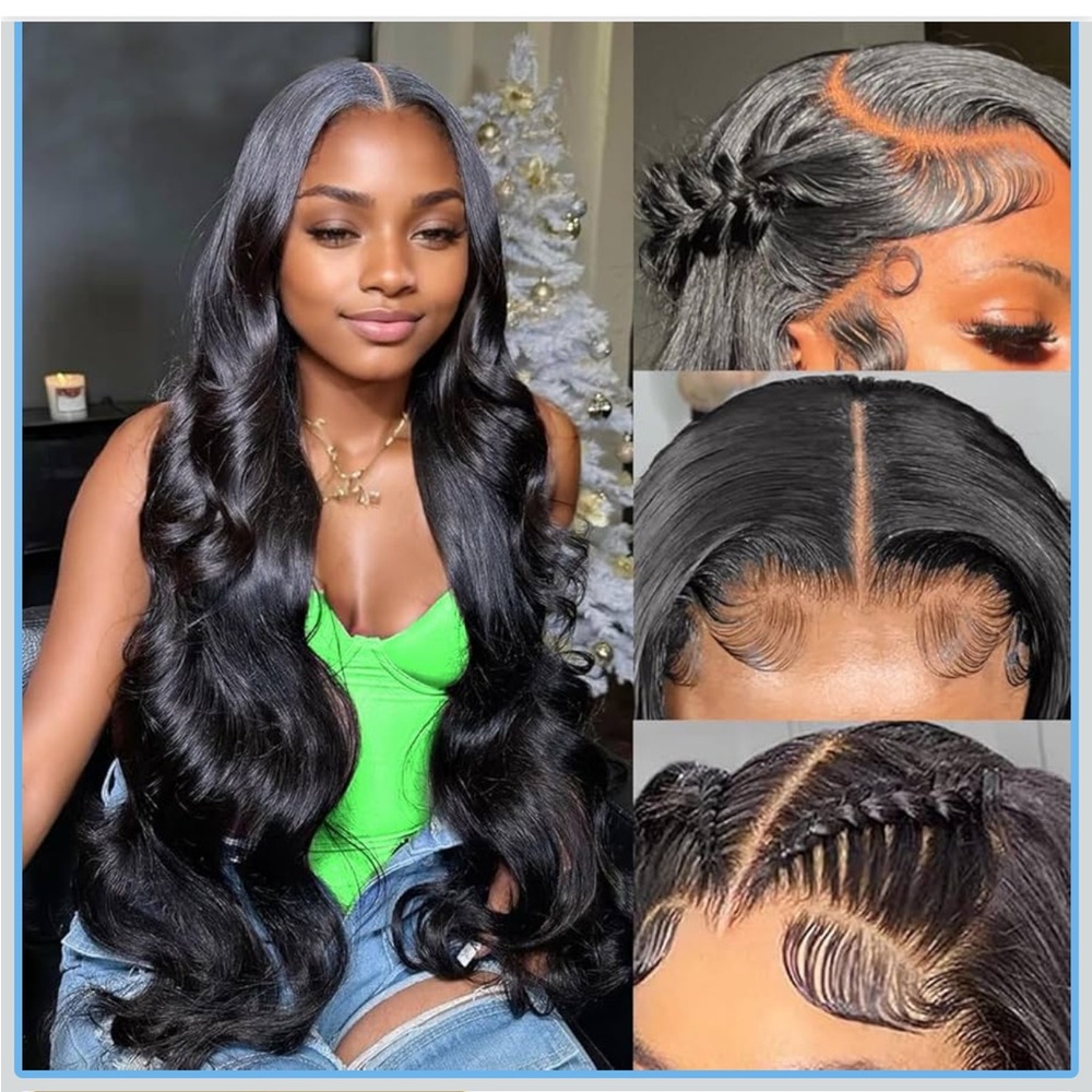 34 Inch Body Wave HD Lace Pre Plucked Wig with Baby Hair Natural Black human #2